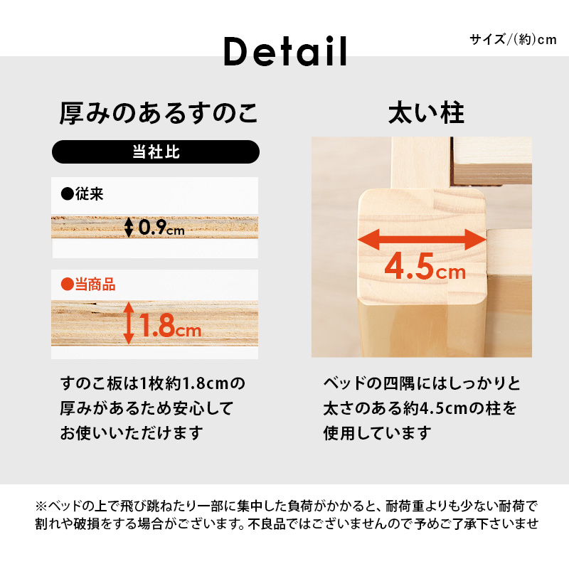 厚みのある「すのこ」、太い柱